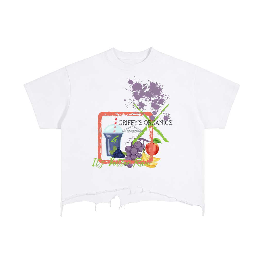 GRIFFYS JUICE CLUB "Vintage Wash Boxy Distressed Hem" T-Shirt
