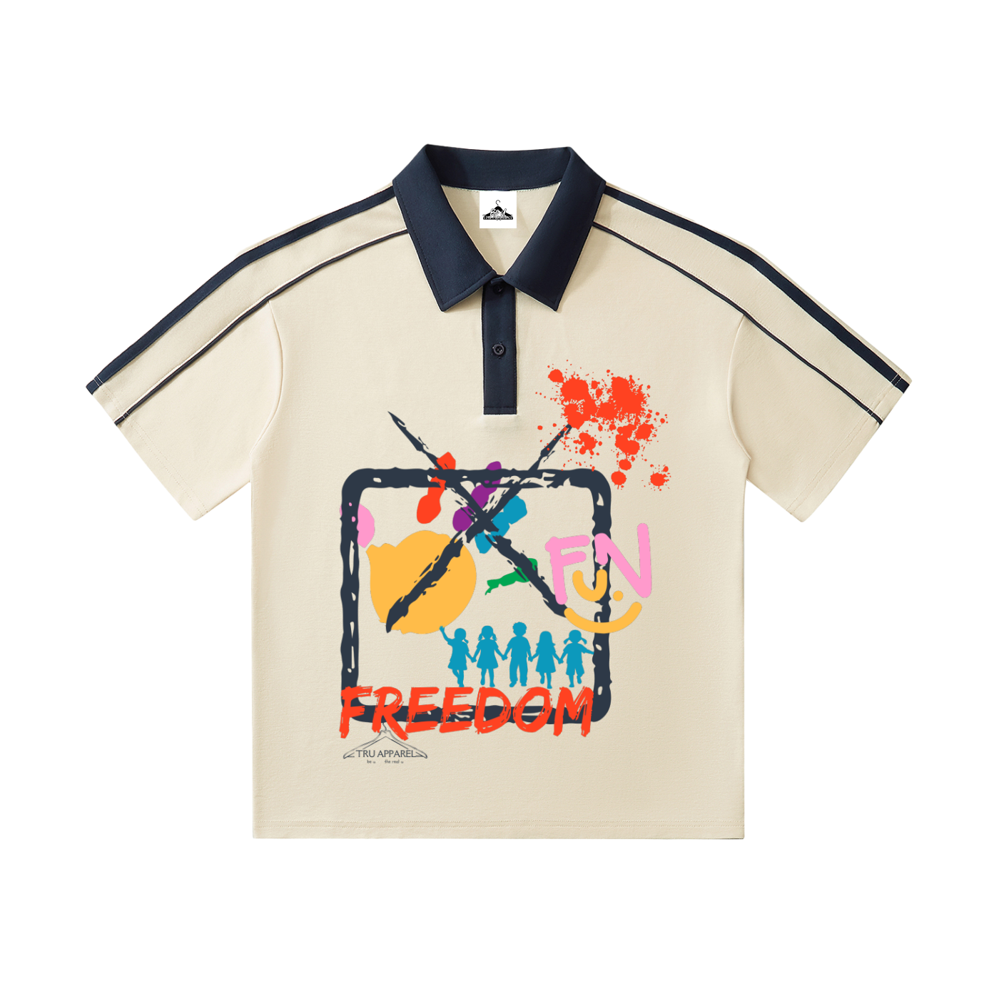 FREEDOM FOR ALL🗣️ "Contrast Collar Short-Sleeve Polo" Shirt